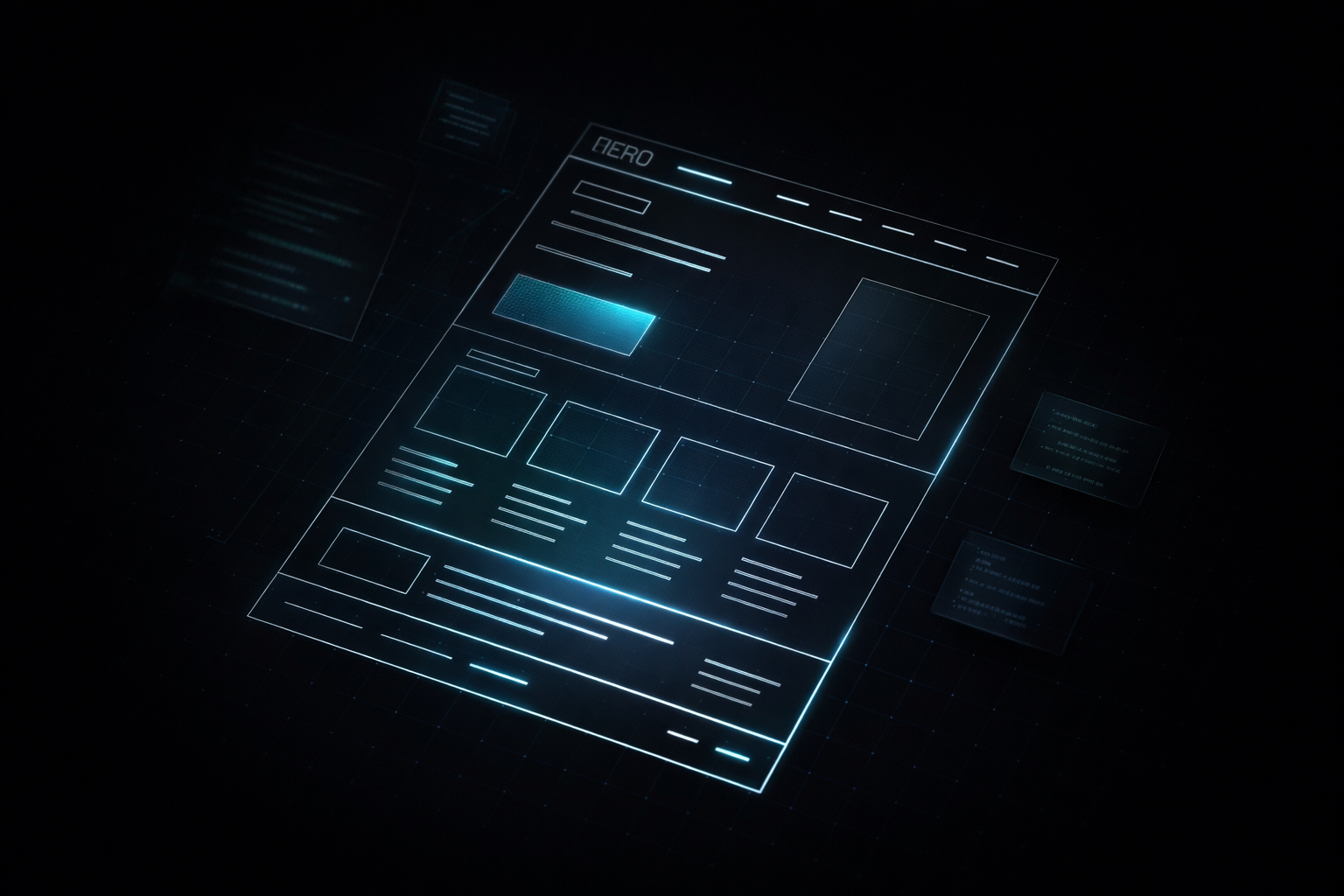 Wireframe de desarrollo web isométrico